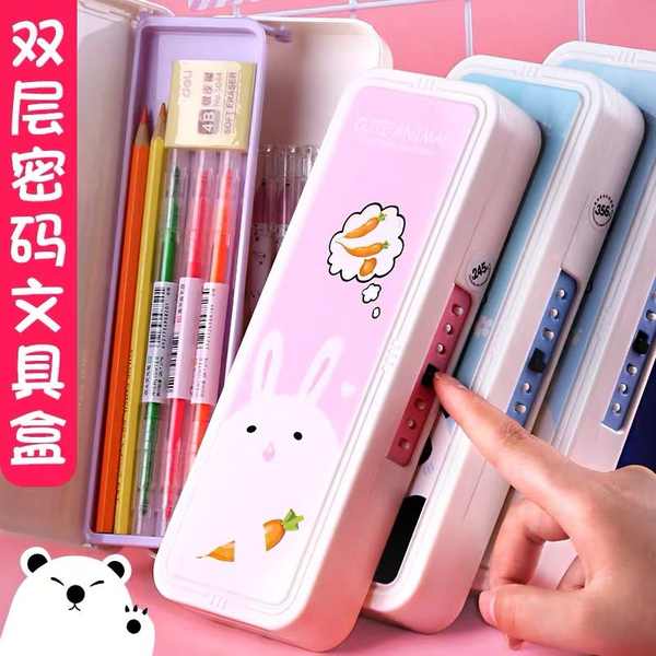 Stationary Box Password Kotak alat tulis kata laluan merah bersih dua