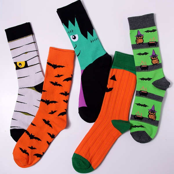 Halloween socks ☼Halloween MidTube Socks Male Pumpkin Witch Skull