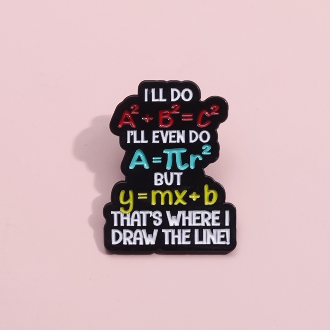 Cartoon Math Enamel Pin Brooches Colorful Texts Mathematical Formula ...