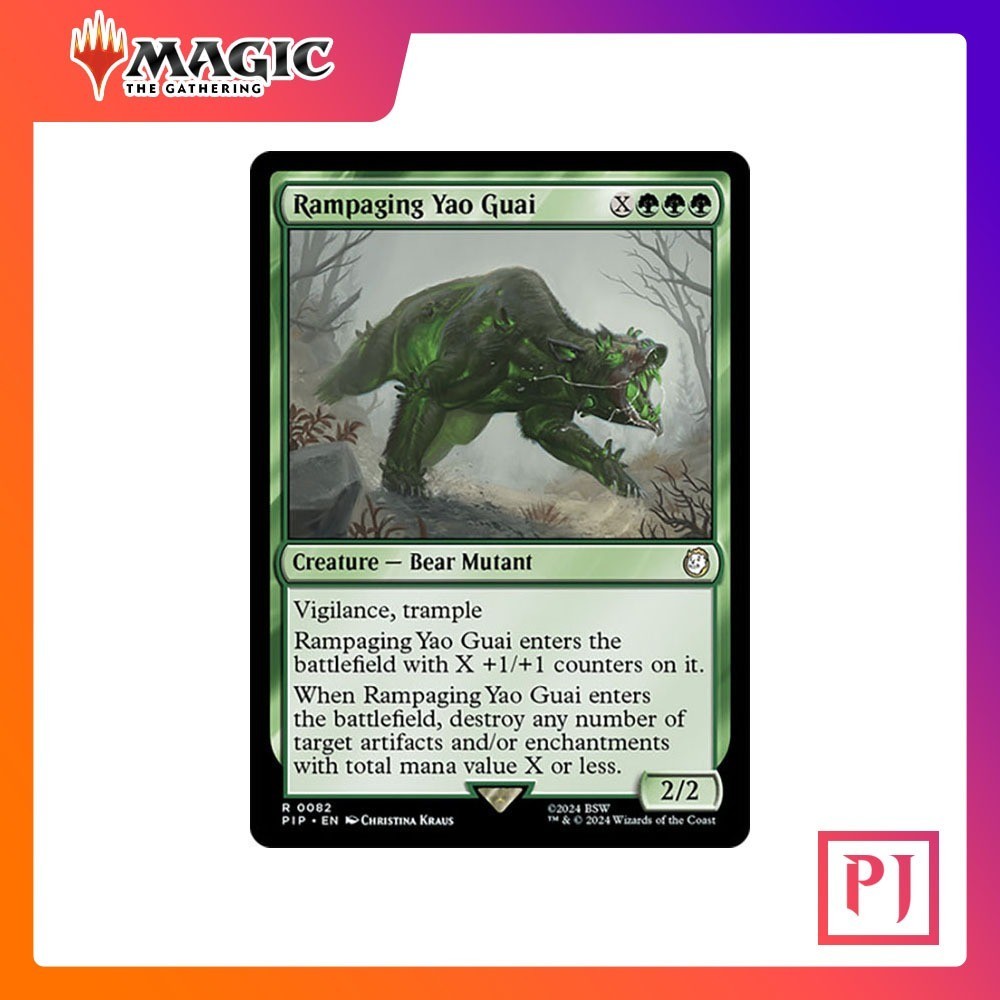  mtg rampaging yao guai fallout commander pip green rare normal