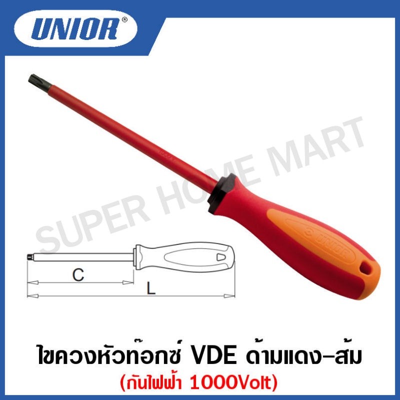 Unior Screwdriver VDE Socket Model 621VDETBI Red-Orange Handle Electric ...