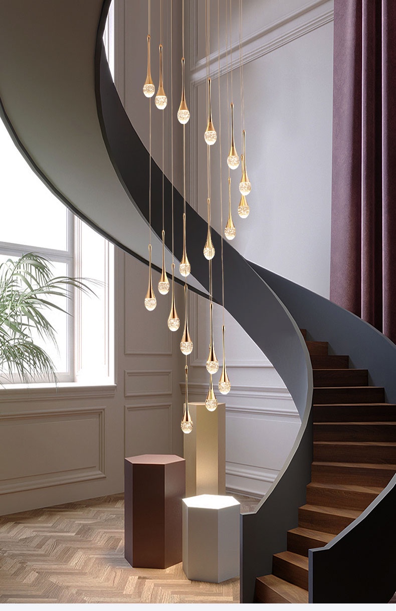 Modern Led Crystal Chandelier Duplex Building Loft Villa Stair Long ...