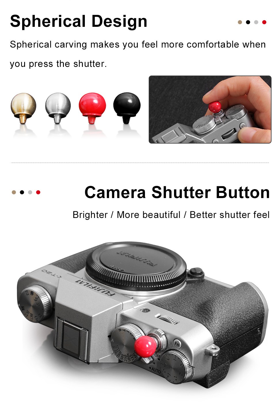 Camera Shutter Release Button Metal Round For Camrea With Tapered ...
