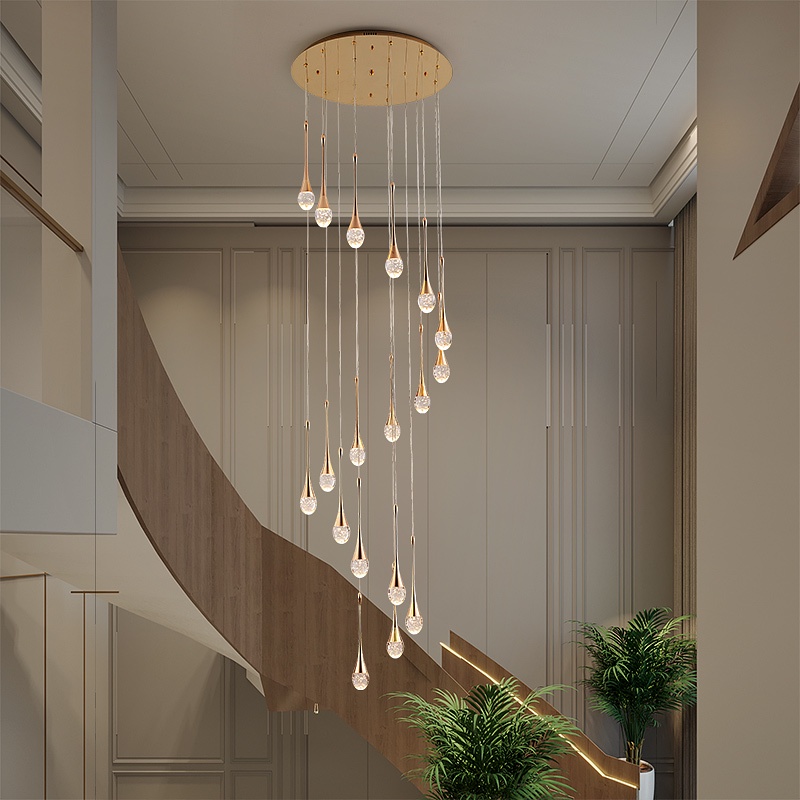 Modern Led Crystal Chandelier Duplex Building Loft Villa Stair Long ...
