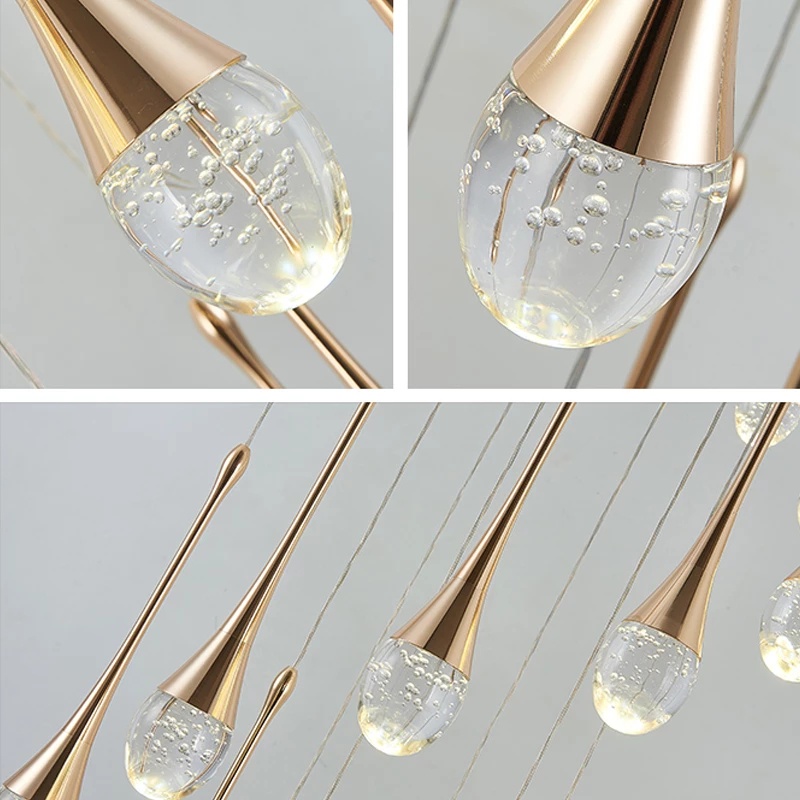 Modern Led Crystal Chandelier Duplex Building Loft Villa Stair Long ...