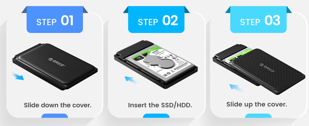 ORICO Hard Drive Enclosure USB C 6Gbps for 7mm