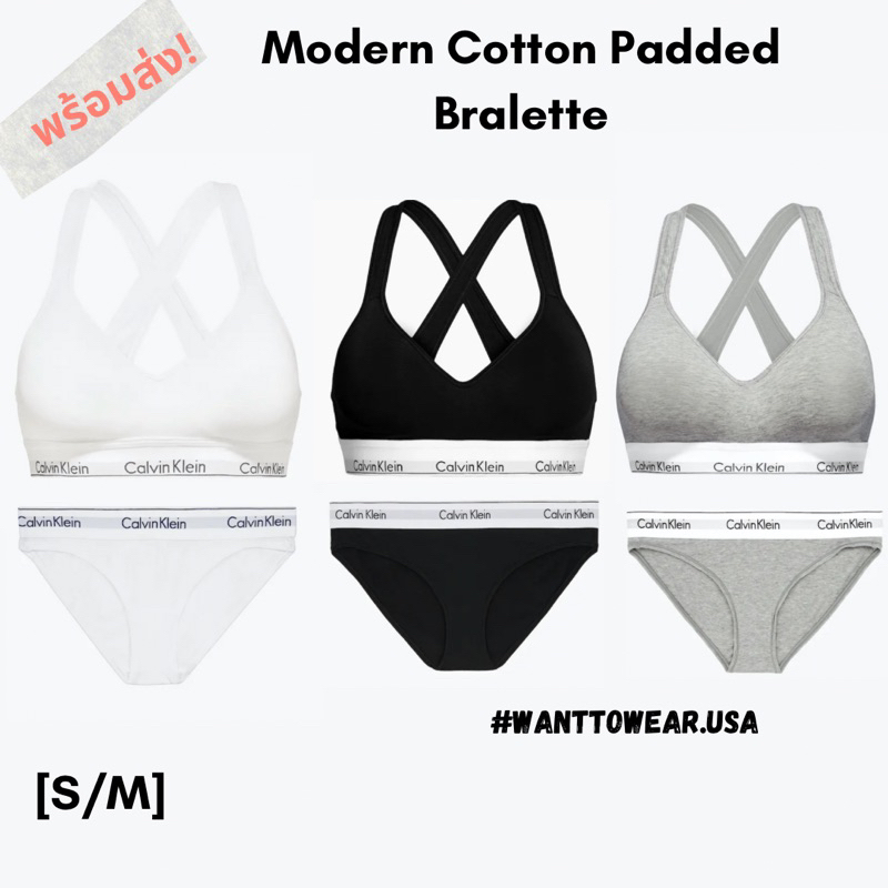 Calvin Klein Modern Cotton Padded Lette Womens Bra Small White