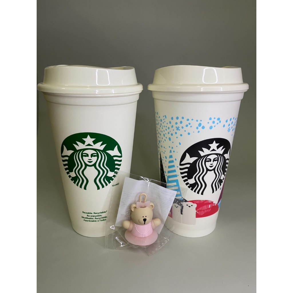 Set Starbucks Reusable Cup 473ml & Bearista Stopper Ballerina 2022 Foreign Reuse Japanese Rare