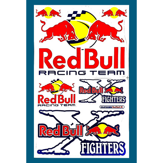 PVC Sticker Red Bull Racing Team X Fighters Color Car Styling For Motorcycle Helmet Logo