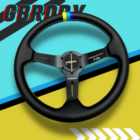 Car Steering Wheel Greddy 2-Inch Lifting Lever Black Leather Around The ...