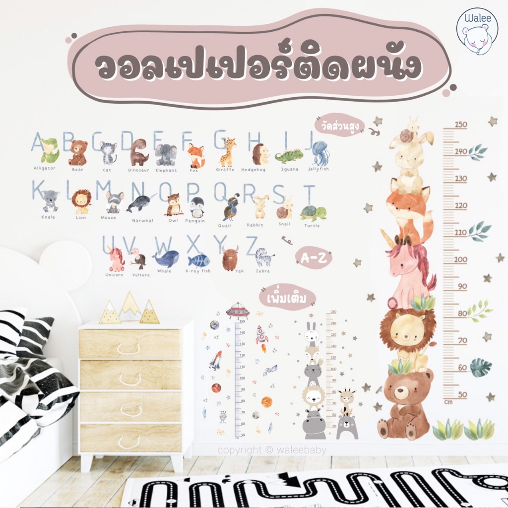 Wallpaper Wall Sticker ABC Measure Height Add Beauty Work Enhance ...