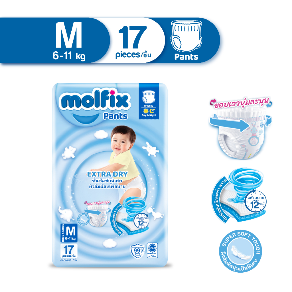 Molfix Extra Diapers Dry Pants M 17 Pieces | Shopee Malaysia