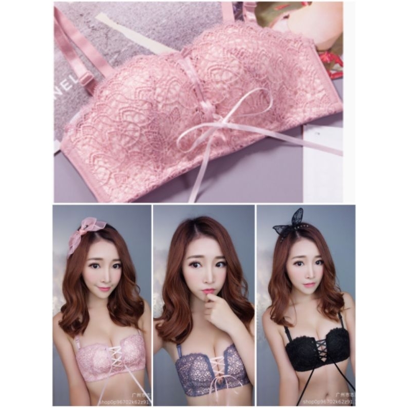 Lace Drawstring Underwear Middle Bubble Seamless Gathering Female Non