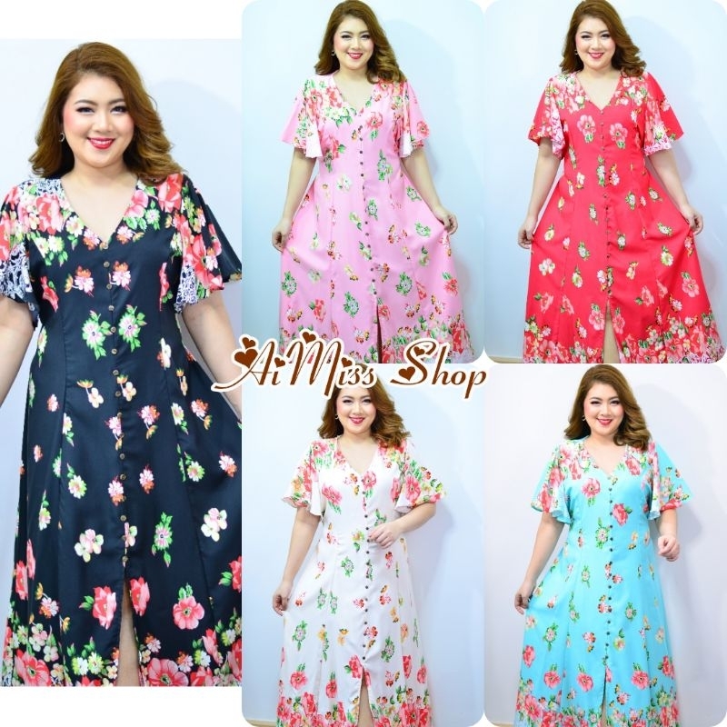 AiMiss Shop Code T16 Maxi Dress Floral Long Chubby Girl Fat People ...