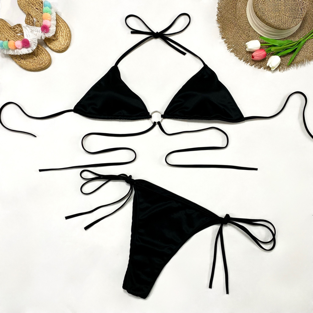 Plus size Women's Swimwear Set 2 Pieces Loop Bra + Tie Pants Daisuko ...