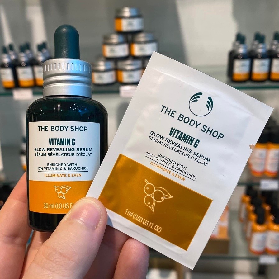 The Body Shop Vitamin C Glow Revealing Serum 1m tester Sachet. Shopee