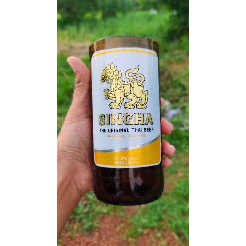 Singha Glass Cut From Beer Bottles Attached To Waterproof Stickers ...