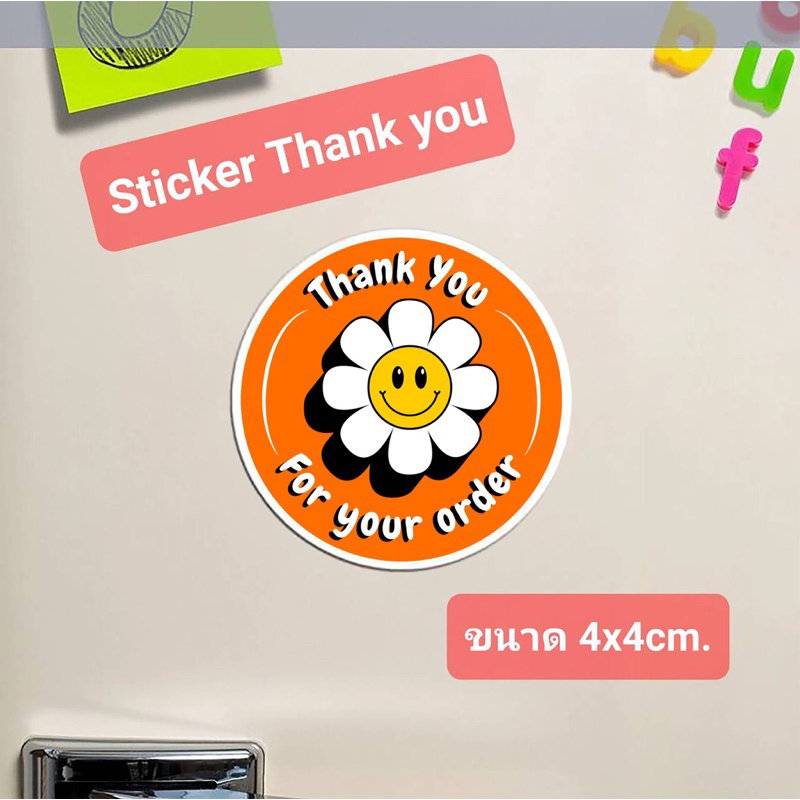 Sticker Thank you Stickers Super Cute Pattern Size 4x4cm. (1 Sheet Can ...