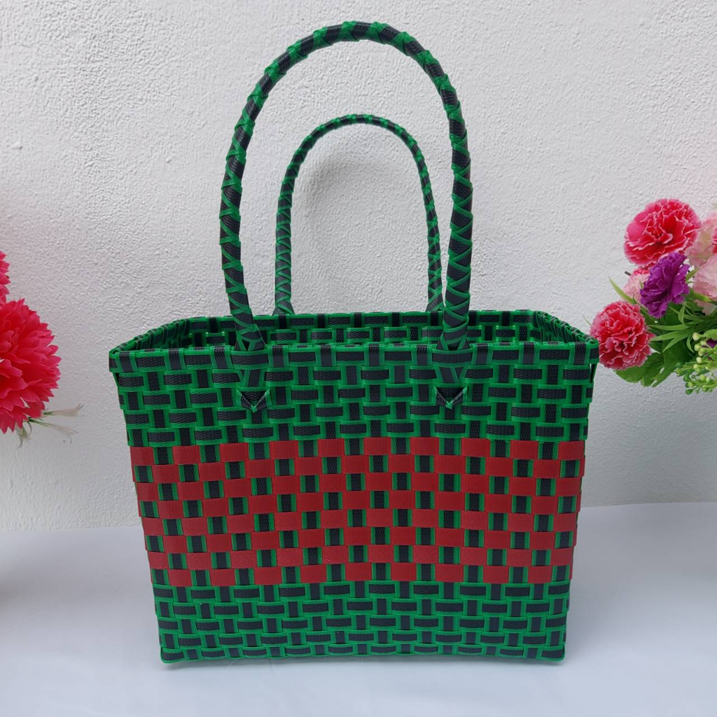 Plastic Woven Basket Shopping Compact Size Width 17 Length 29 Height