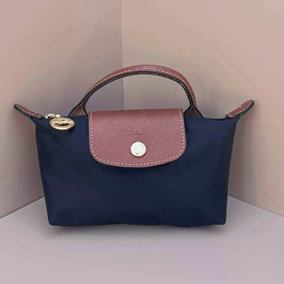 New Longchamp Le Pliage Neo pouch bag blue nylon leather or coin holder