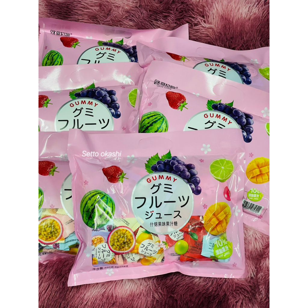 Gummy Jelly Mixed Fruit Flavor Sweet Chewy Soft Large Tablets Full