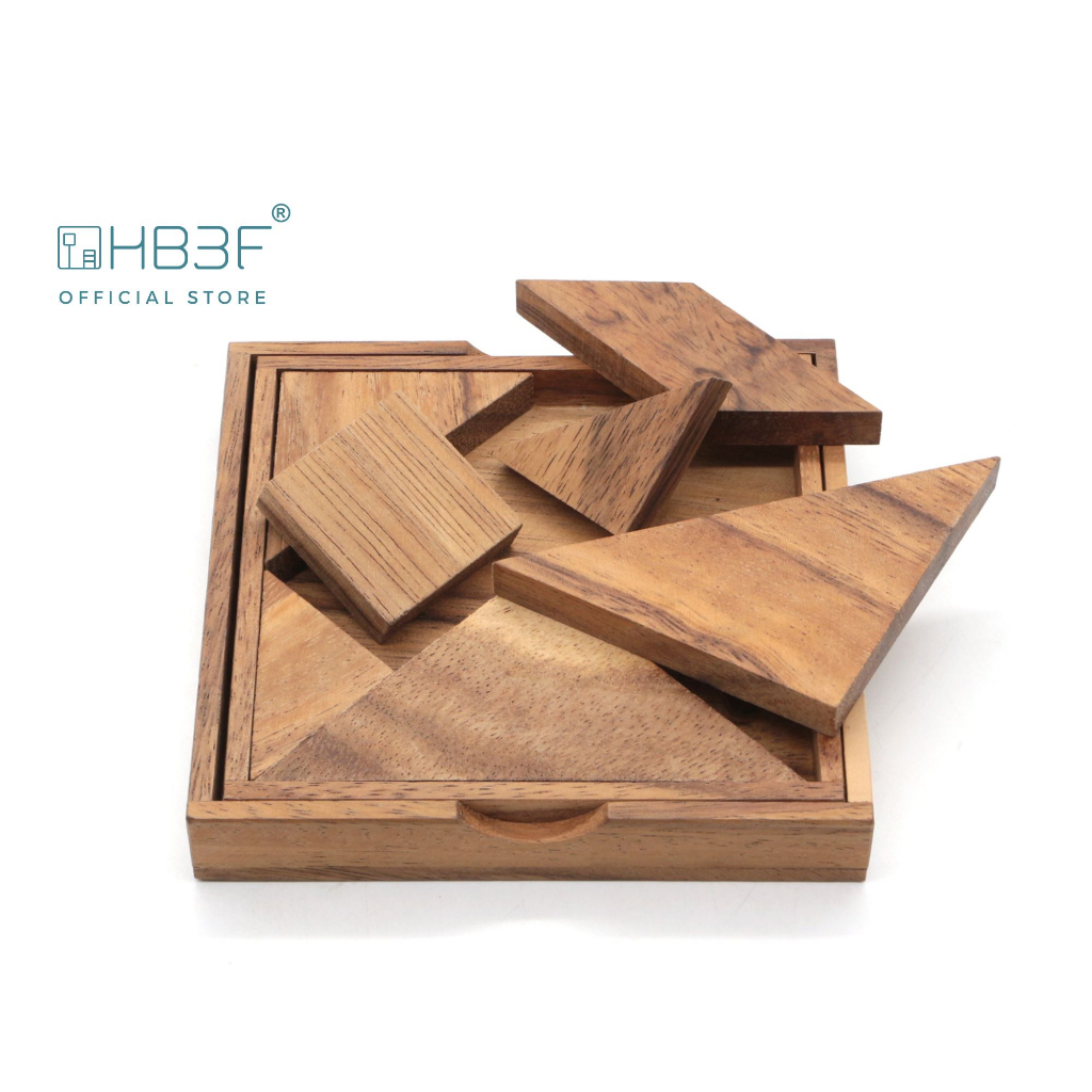 HB3F Tangram Wooden Games Geometry Puzzle 7 Pieces Toys Developmental
