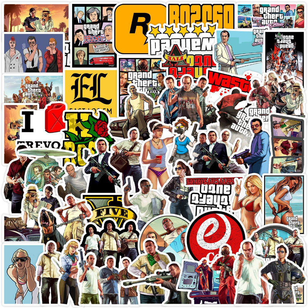 GTA Grand Theft Auto Sticker 50 Pieces Different Style Waterproof GTA5 ...