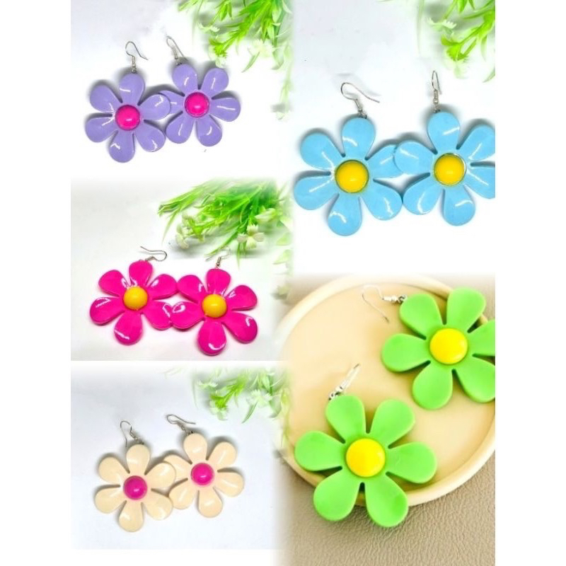Sweet Color Flower Earrings Cute Korean Style (Assorted Colors ...