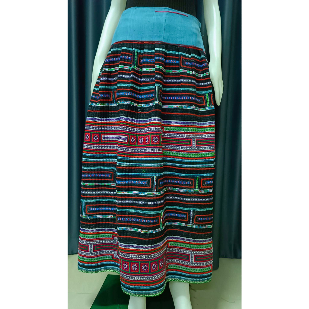 Hmong Skirt With Orange Embroidery Blue Hill Tribe Native | Shopee Malaysia