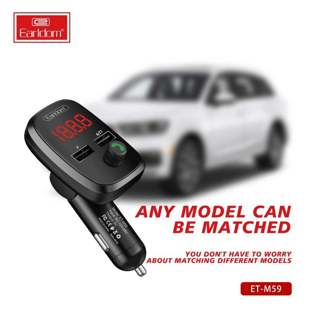 Earldom Model ETM59 Wireless Car MP3 + Charger/FM/USB 2.4A Transmitter