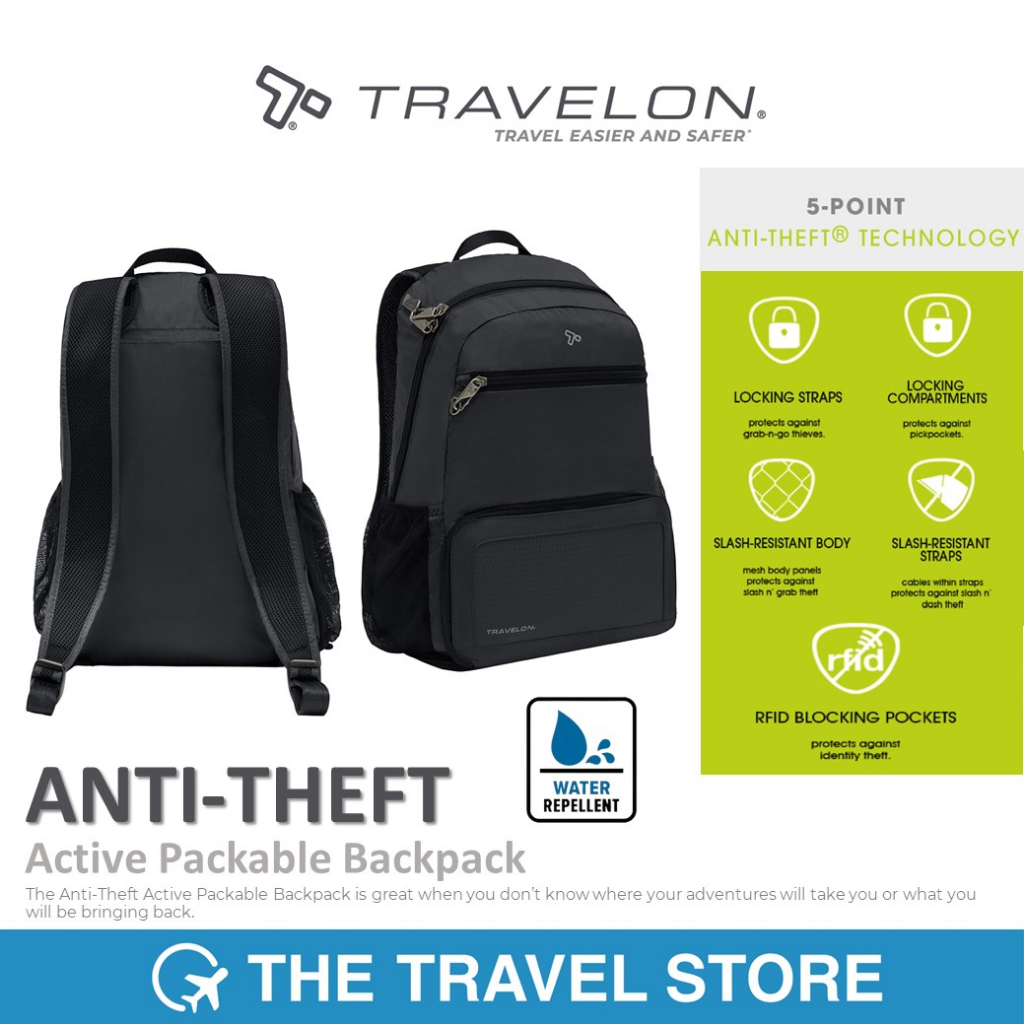 TRAVELON AntiTheft Active Packable Backpack (43207) Shopee Malaysia