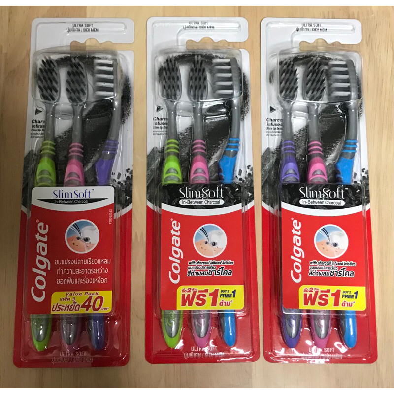 New Colgate slimsoft Toothbrush Extra Soft Bristles Black Tapered Tip ...