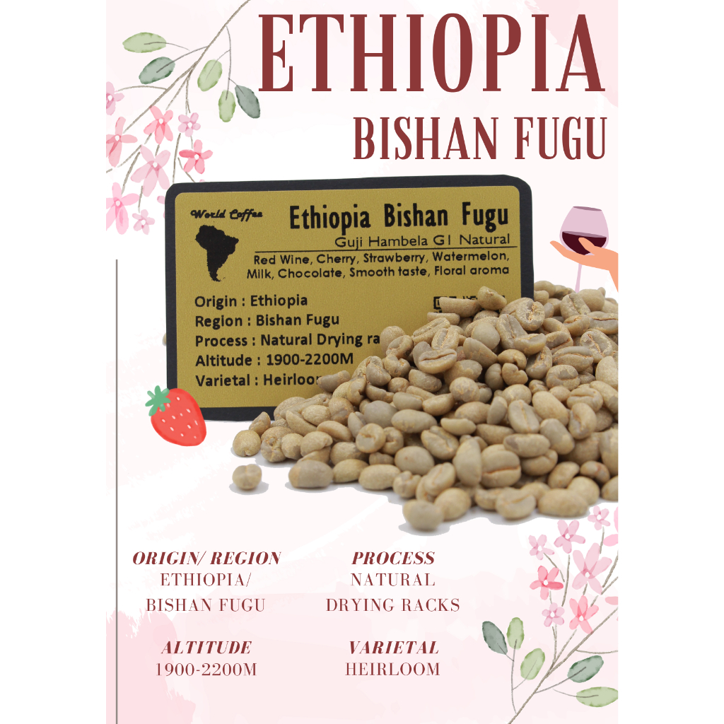 Raw Coffee Bean Ethiopia Bishan Fugu Natural Drying racks process