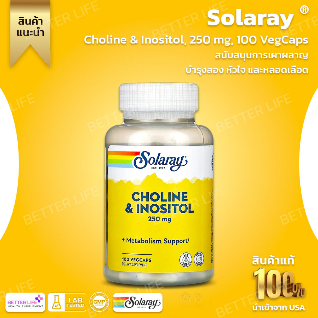 Solaray Choline & Inositol 250 mg 100 VegCaps(No.3213) Shopee Malaysia