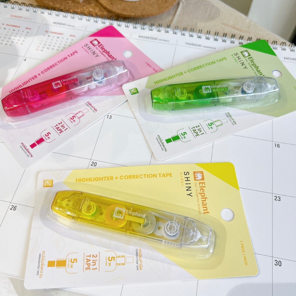 Elephant Correction Tape + Highlighter SHINY Size 5mm × 5m + Shopee