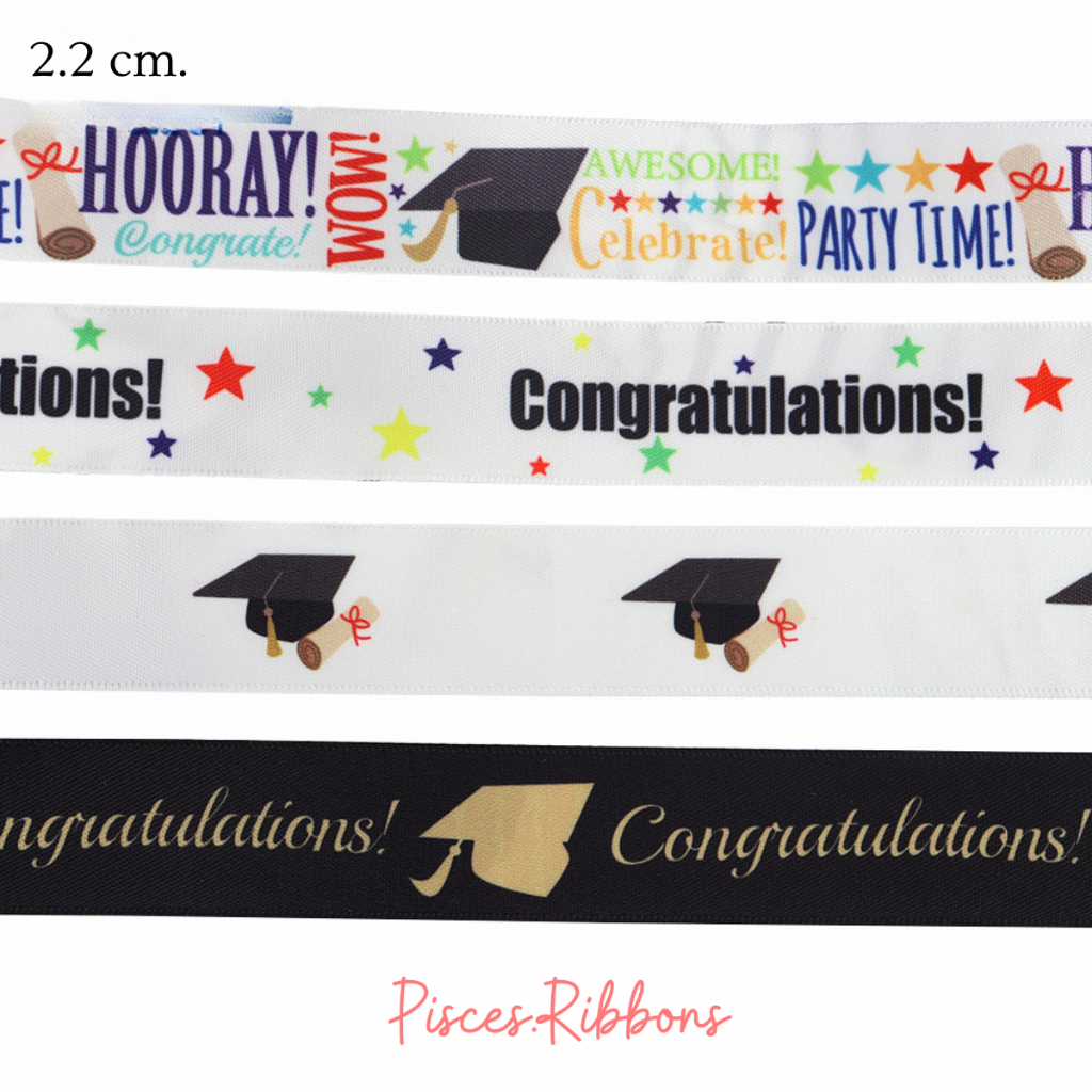 5 Yards * Congratulation Pattern Screen Ribbon Congratulations Size 2.2 ...