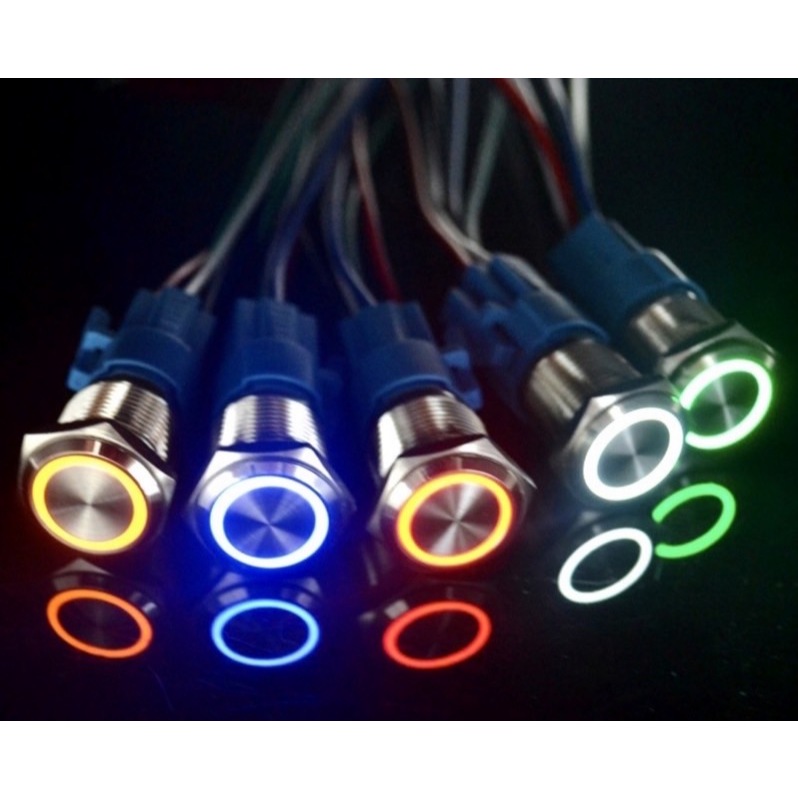 Stainless Steel Switch 19 mm. Press On Off Free With Power Cable Plug ...