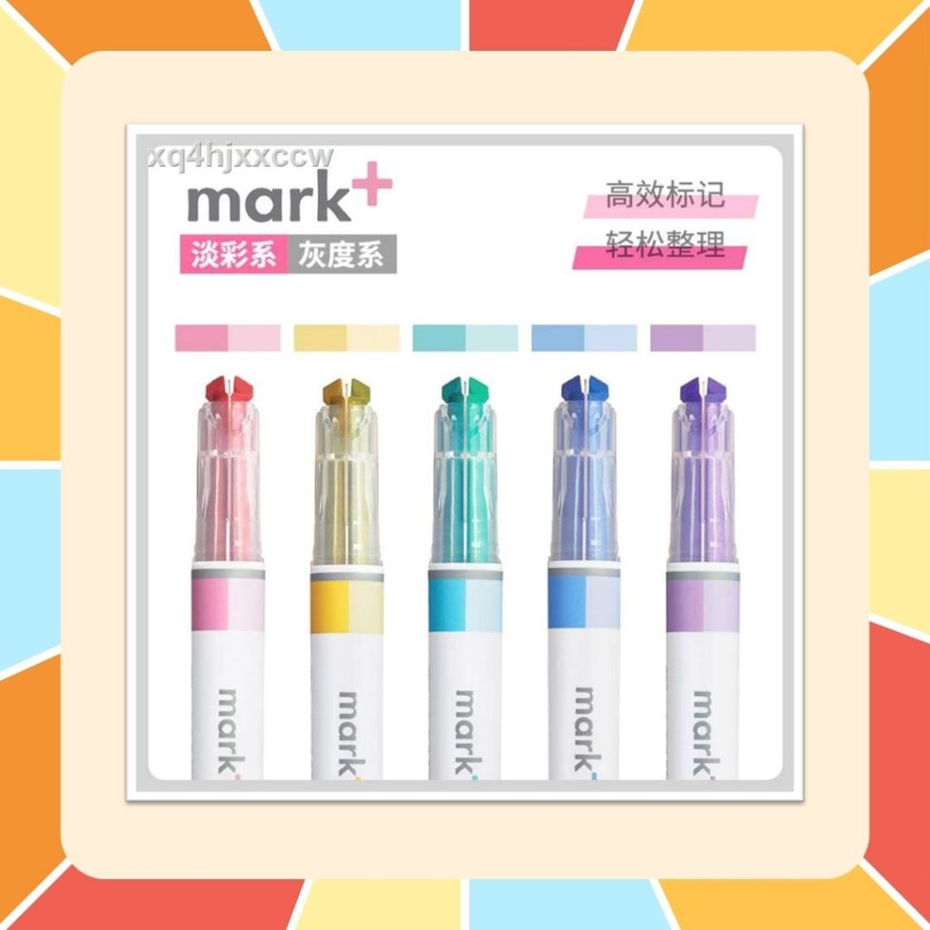 Kokuyo Mark+ Highlighter Pastel Colors 2 Heads 2 2 Styles In One Stick ...