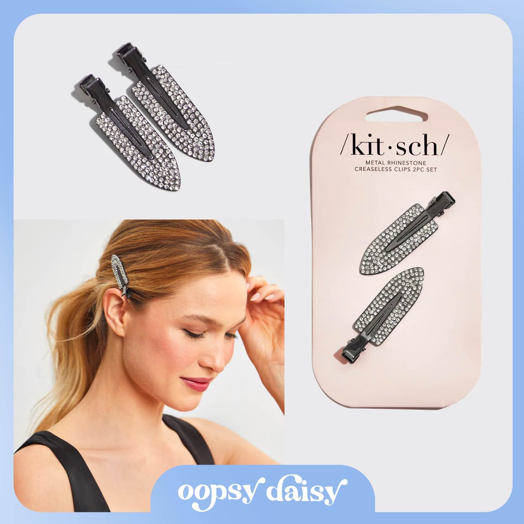 Kitsch Metal Rhinestone Creaseless Clips 2pc Set Diamond Hair Clip ...