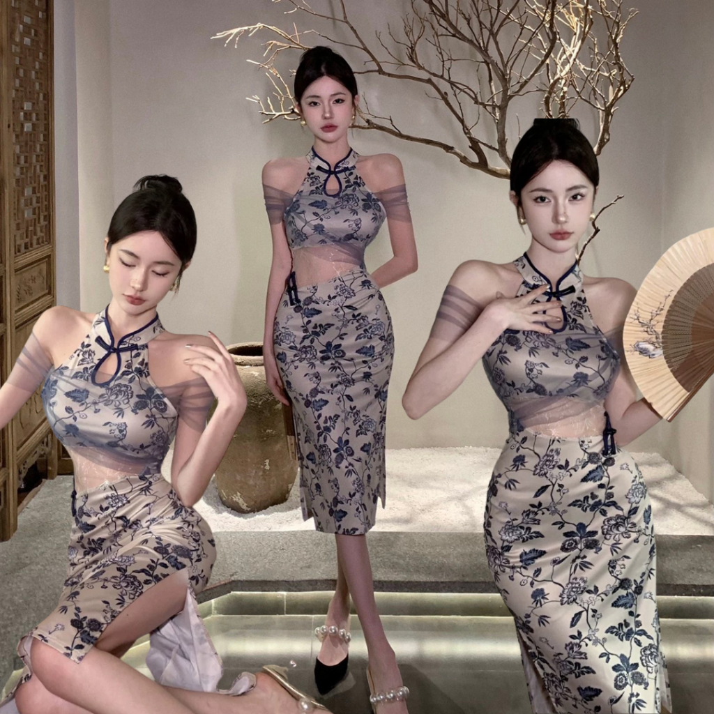 Chinese Girls Style Long Cheongsam Dress Shopee Malaysia
