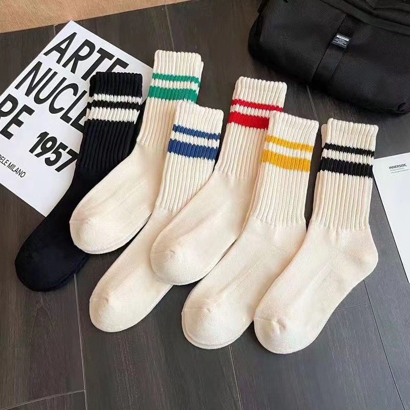 Japanese Middle Socks With Stretch Stripes Can Be Worn By Both Men And ...