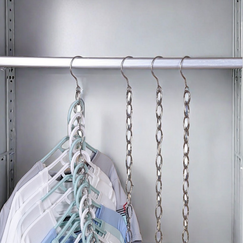 Zinc Chain Drying Rack Stainless Steel Clothes Wardrobe Storage Multi ...