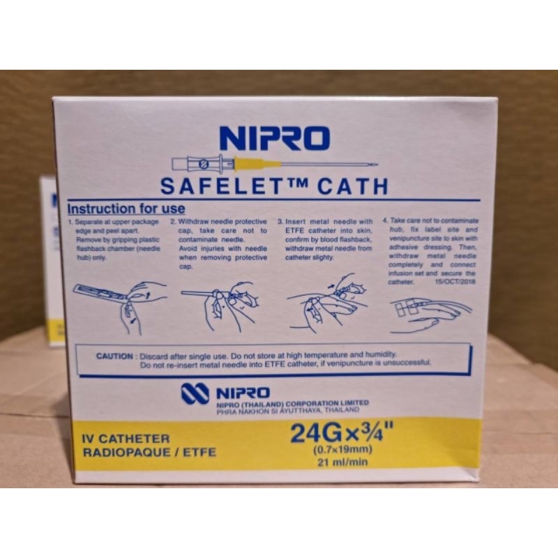 Salt Water Feeding Needle Nipro IV Catheter 22 24 Box Lifted 50 PCS