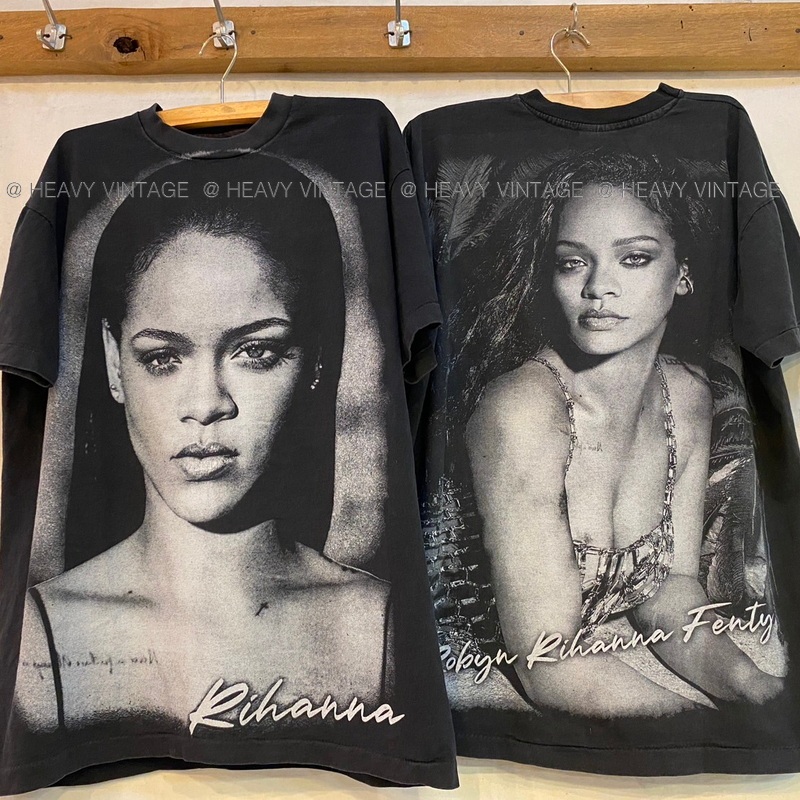 RIHANNA FENTY Bootleg Label Genuine Bio-Washed Large Screen Print ...