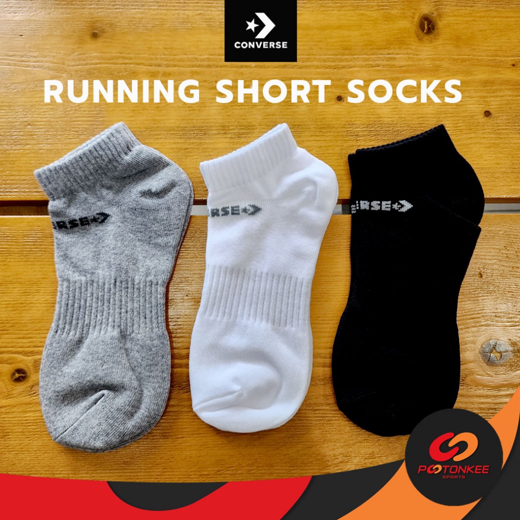 Converse Running Short Socks 3 Colors White Black Gray Shopee Malaysia