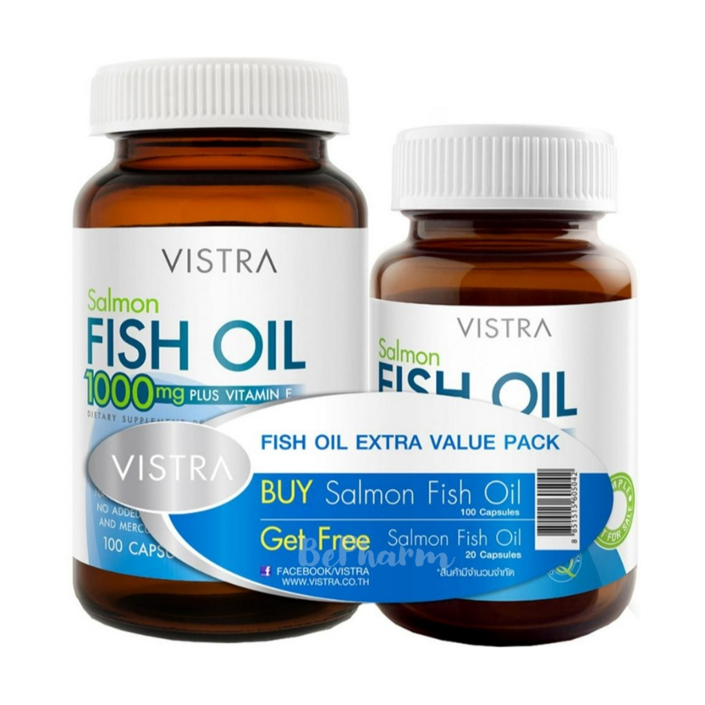 Vistra Salmon Fish Oil 1000 mg Plus Vitamin E 100 + 20 Capsules VALUE
