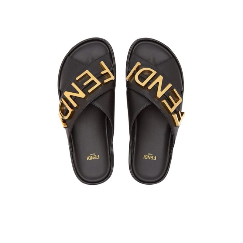 FENDI Leather Metal Logo Slippers For Women Shopee Malaysia