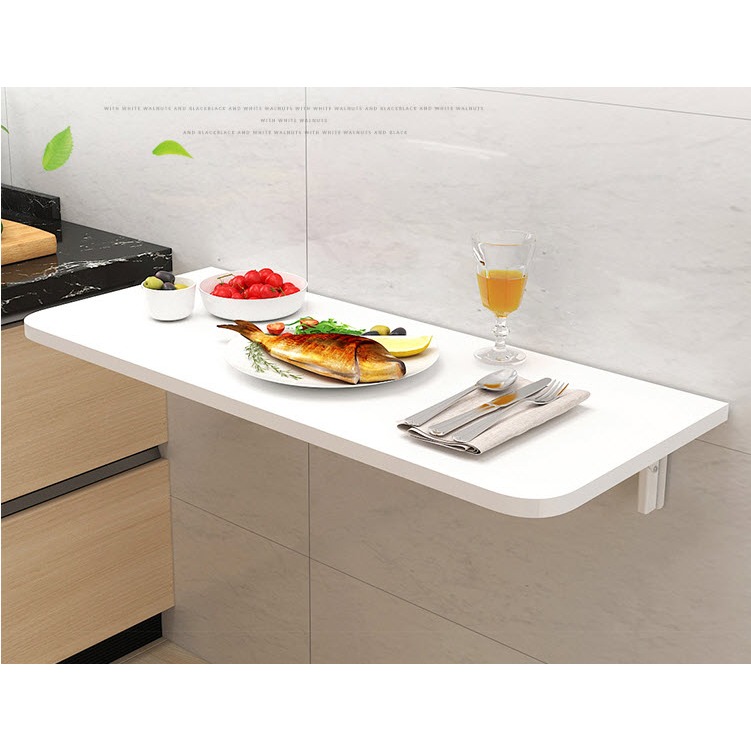 !! Flawable White Wall-Mounted Folding Table Thick Wood 2.5 Steel Legs ...