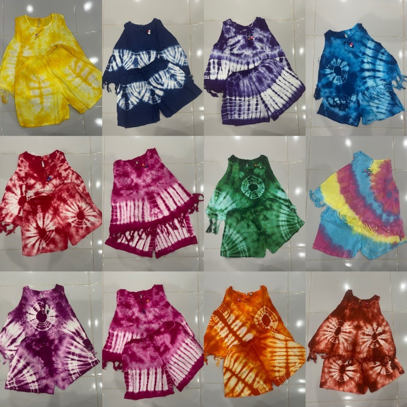 Sleeveless Tie Dye Set Cute Girl Newborn To 4 Years Old Mixed Shopee Malaysia