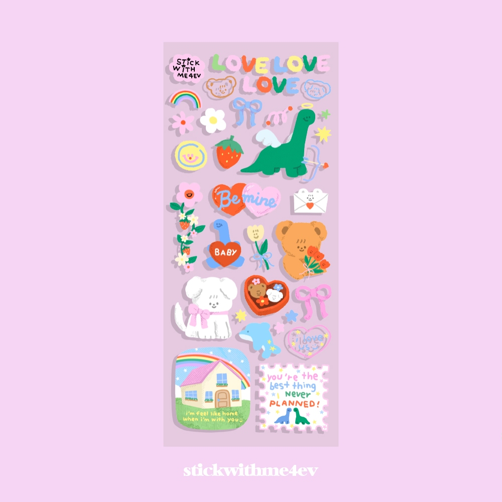 Valentine2024 Lovelove Sticker Premium Size 3x8 Inches Special Edition ...